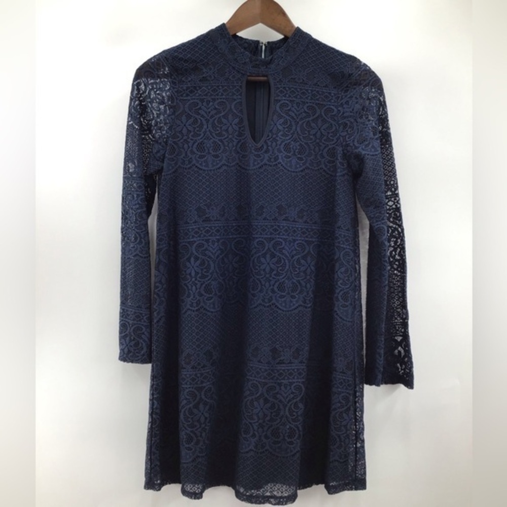 Xtraordinary Navy Lace Long Sleeve Mini Dress